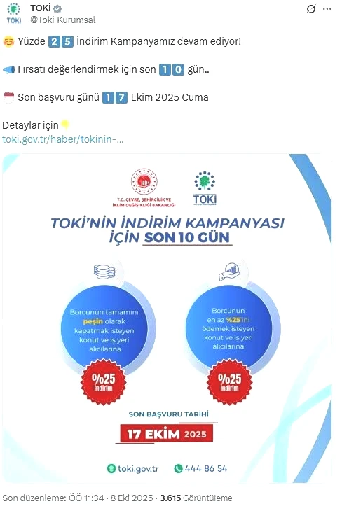 TOKİ yüzde 25 indirim kampanyası başvurusu için son 10 gün - 2